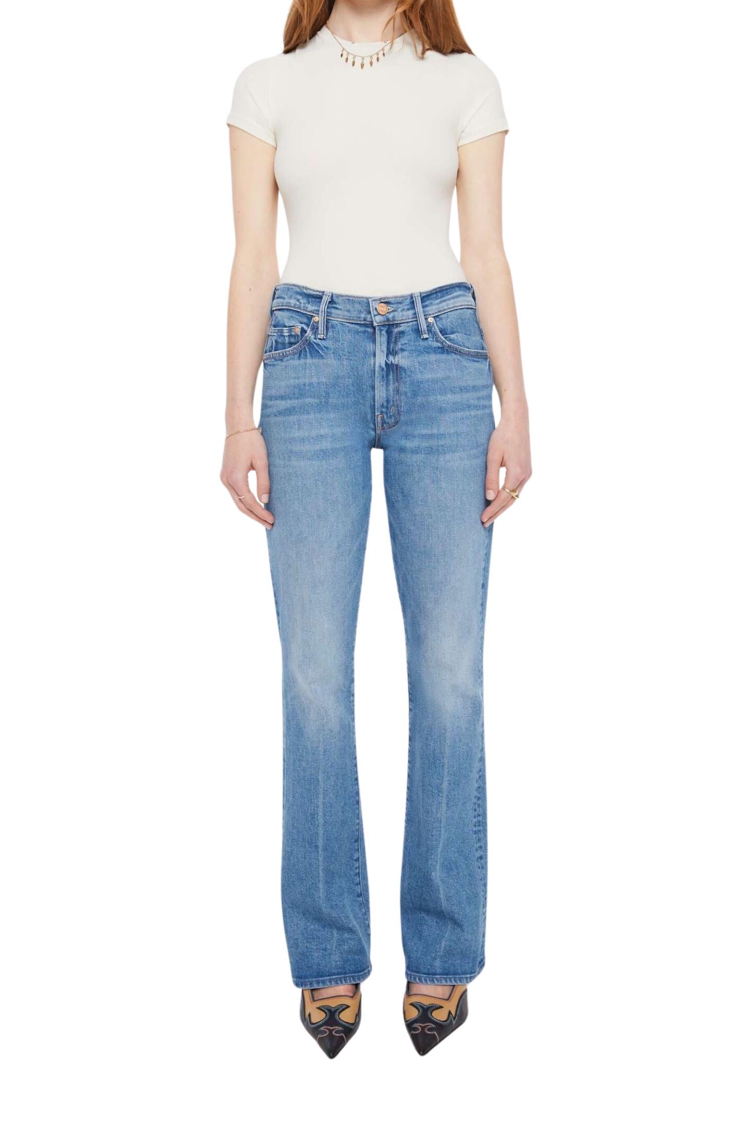 Mother Outsider Sneak Straight Jeans in hokey pokey - women's jeans