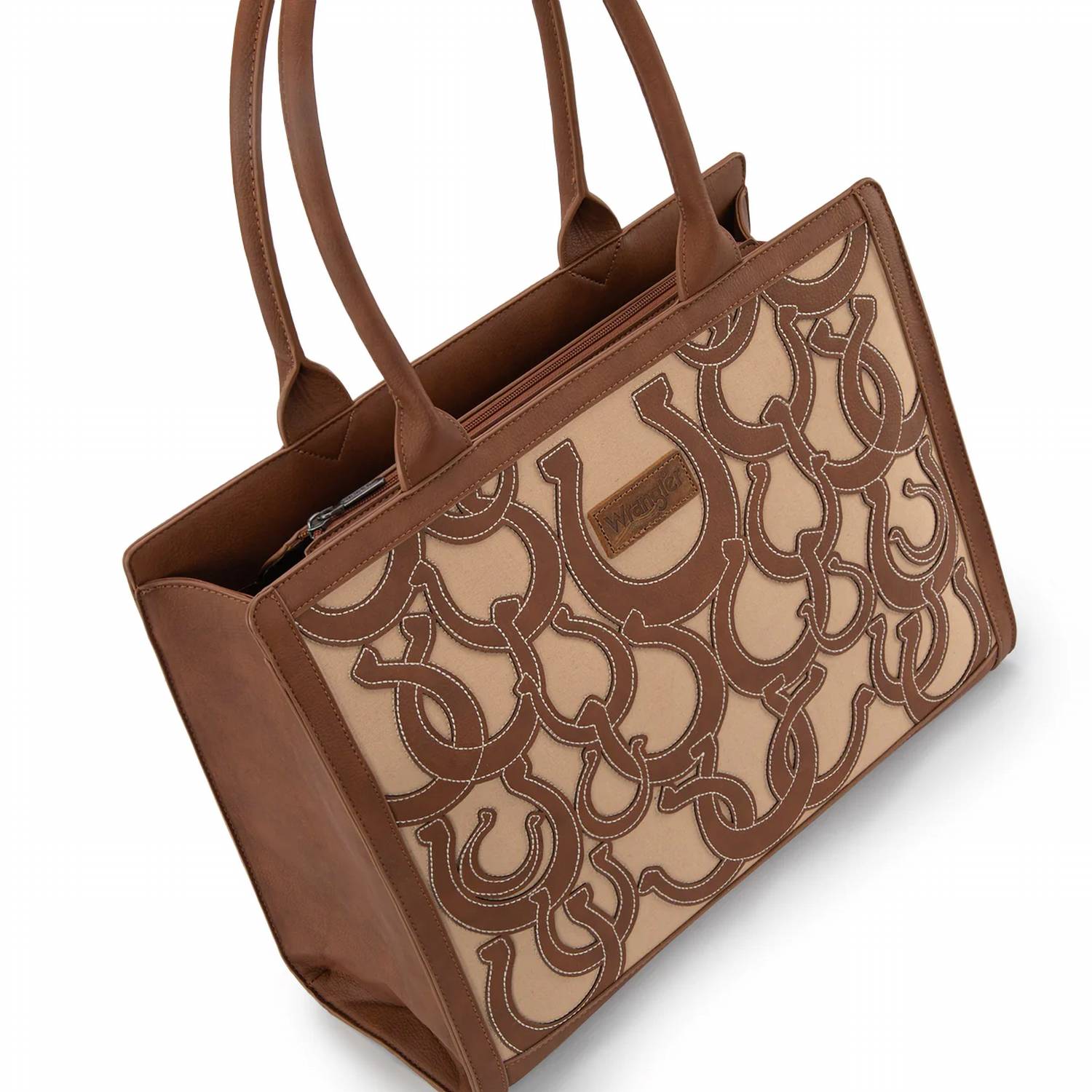 Wrangler Horseshoe Cutout Carry-All Large Tote Bag in brown - women's bag