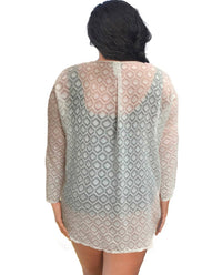 Always For Me - Plus Size Long Sleeve V-Neck Tunic Cover Up