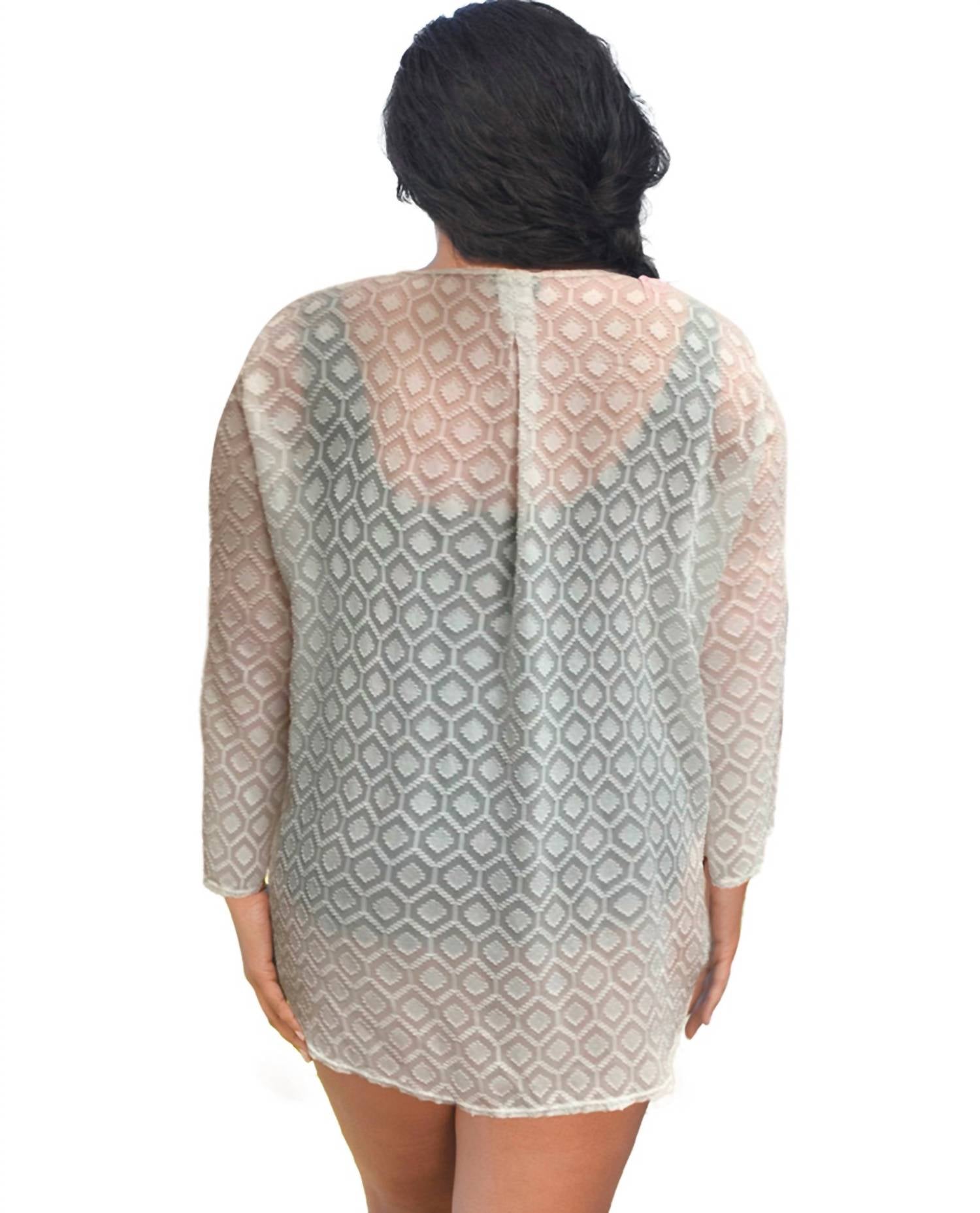 Always For Me - Plus Size Long Sleeve V-Neck Tunic Cover Up