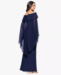 Xscape - Off-the-shoulder Cape Dress - Petite