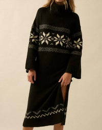 PROMESA Snowflake Sweater Midi Dress in black - women's dress