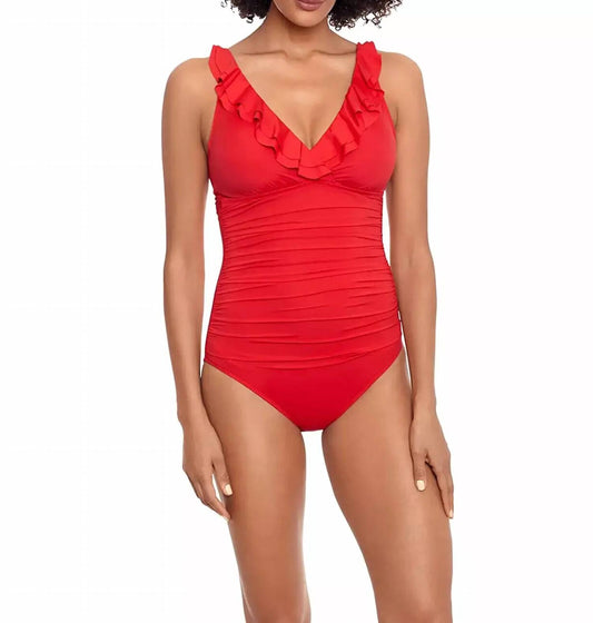 Ralph Lauren - Beach Club Solid Ruffle One-Piece Bikini