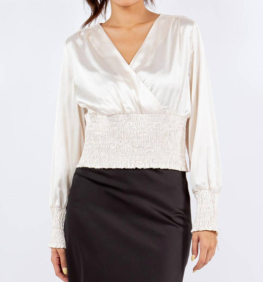 Paparazzi - Stretch Satin Solid Surplice Smock Crop Top