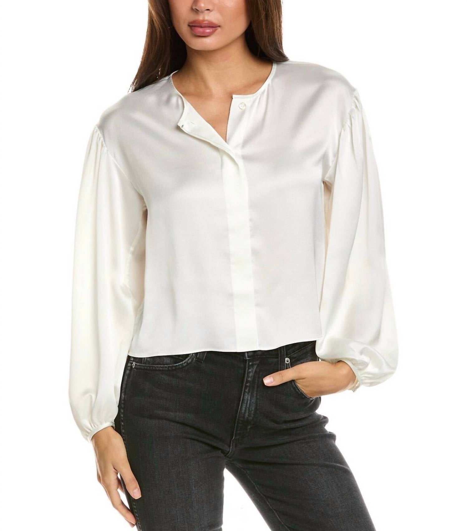 Frame - Long Sleeve Button Silk Blouse