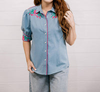 Oh My Stars Apparel - Loretta Chambray Western Top