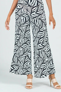 Clara Sun Woo Leaf-print Palazzo Pant in black white - women's pants