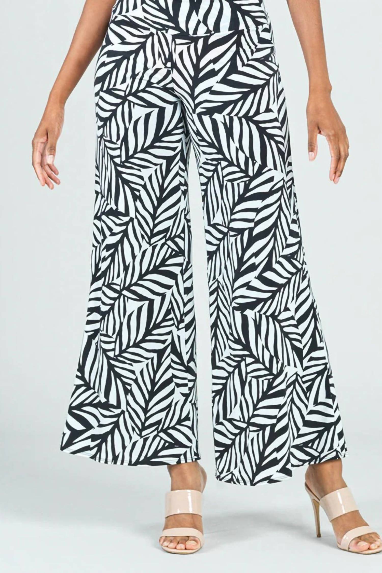 Clara Sun Woo Leaf-print Palazzo Pant in black white - women's pants