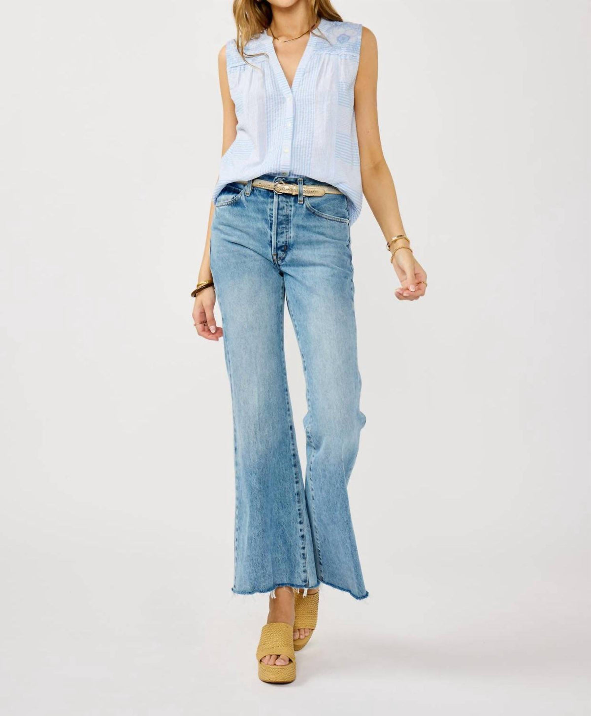 Lovestitch - Embroidered Button Tank