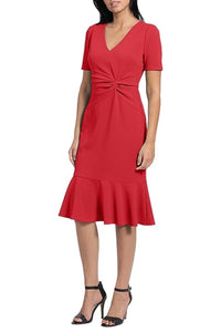London Times - Twist Waist Ruffle Skirt Sheath Dress