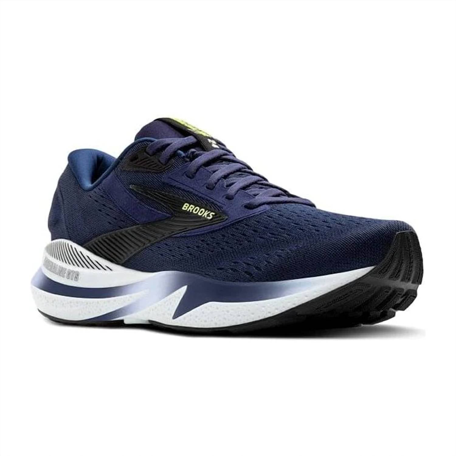 BROOKS Men's Adrenaline Gts 24 Running Shoes in peacoat black sharp green 3 - men's shoe - detail view