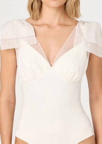 ASTR Maelie Fitted Bodysuit in white - women's shirt - alternate view