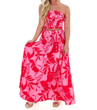 Flying Tomato - On Island Time Strapless Top And Maxi Skirt Set