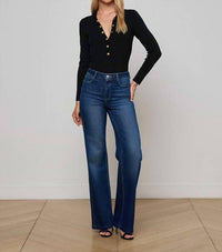 L'Agence Elizabeth Knit Bodysuit in black gold - women's shirt - view 4