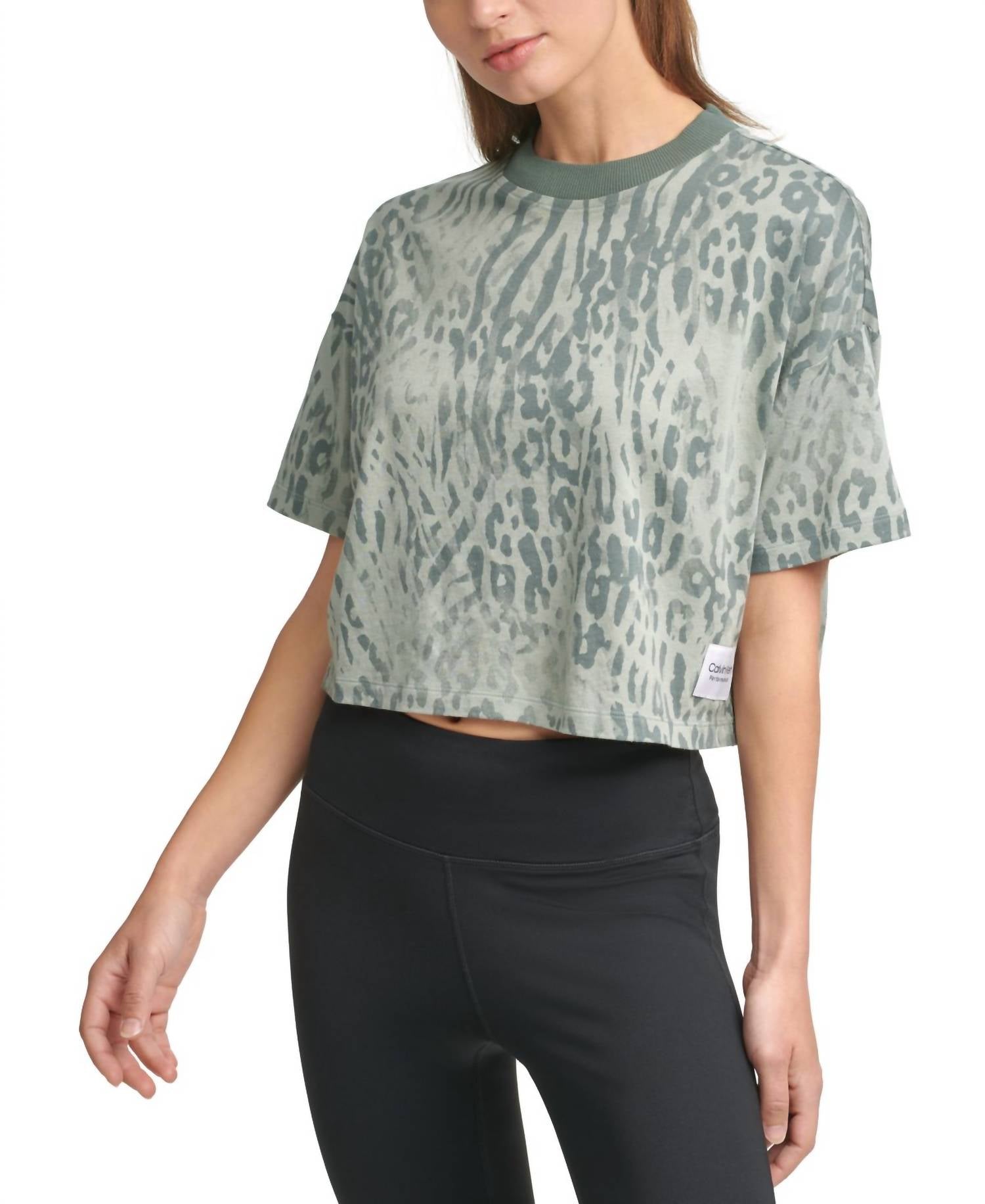 Calvin Klein - Performance Cropped Animal-Print T-Shirt
