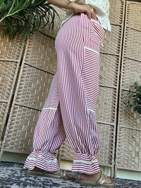Mello - Stripe Frilly Jogger Pants