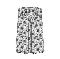Tribal - Sleeveless Button Front Blouse