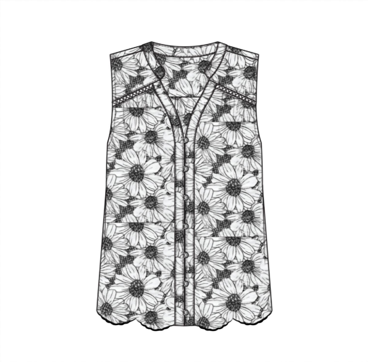 Tribal - Sleeveless Button Front Blouse