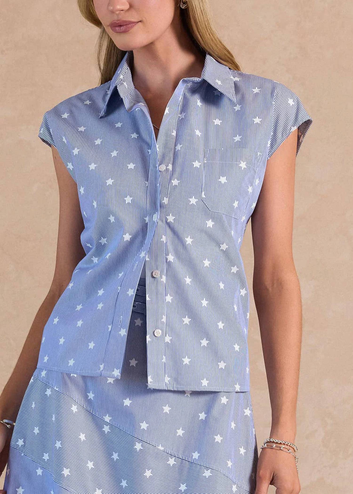 Current Air - Galaxy Cap Sleeve Blouse