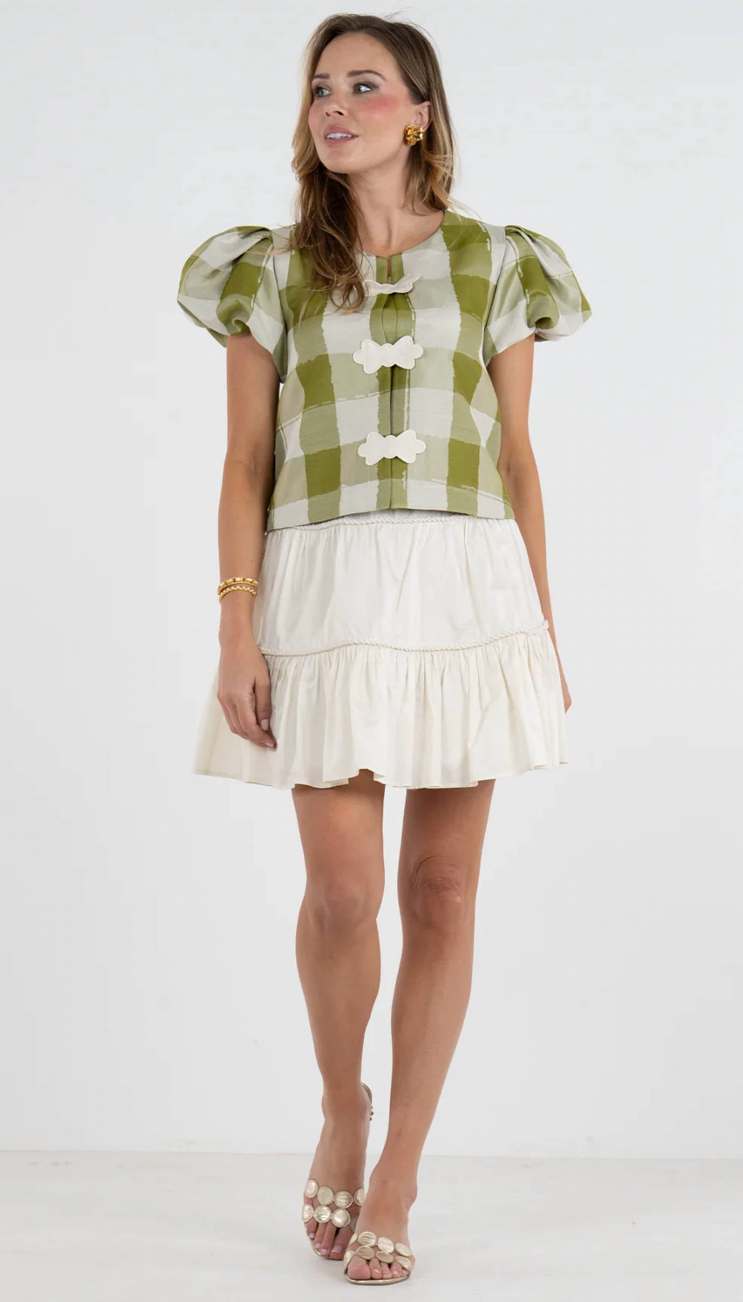 Emily Mccarthy - Isabella Gingham Short Sleeve Top
