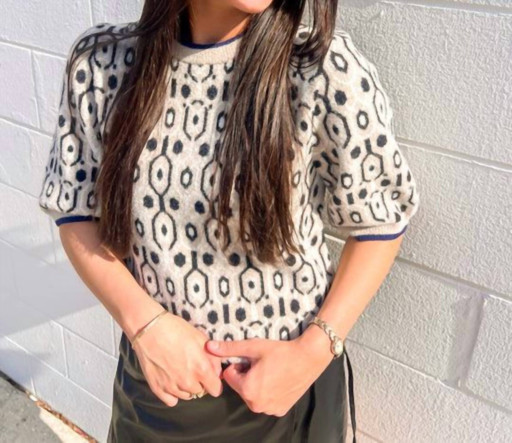 Thml - Short Sleeve Abstract Print Sweater