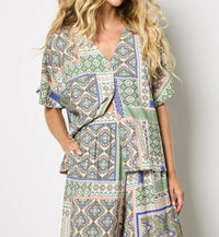 Apricot - Folk Patchwork Wide Leg Trousers