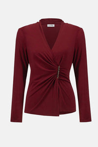 Joseph Ribkoff - Moss Crepe Fitted Wrap Top