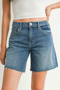Just Black Denim - Midrise Bermuda Frayed Hem Short