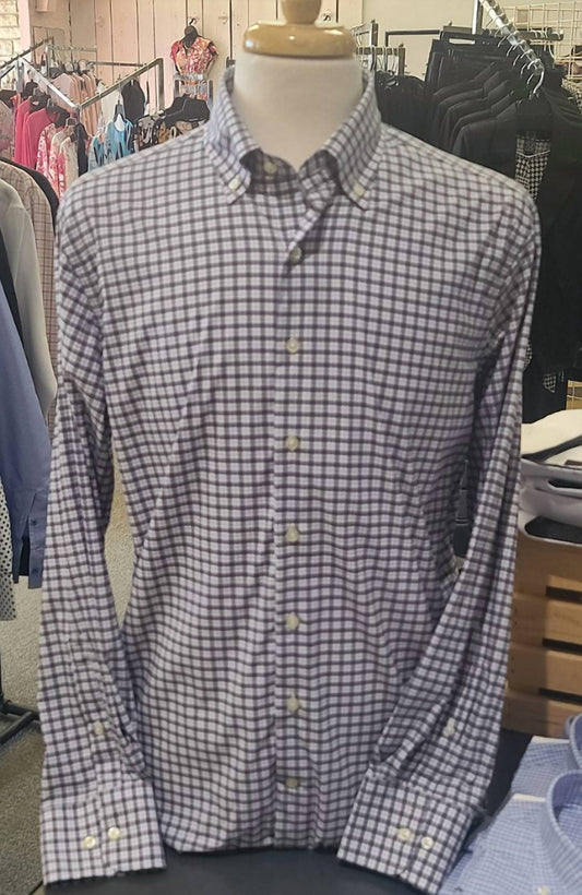 Mens Window Pane Performance Dress Shirt