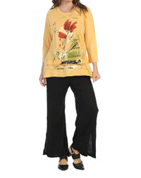 Jess & Jane Celine Mineral Washed Cotton Layered Top in wheat - women's blouse