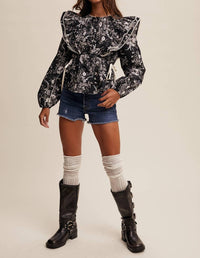 Listicle - Victorian Floral Ruffle Blouse