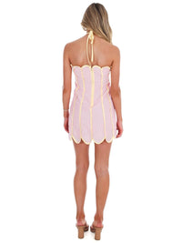 TCEC East Coast Summers Stripe Halter Mini Dress in pink - women's dress - detail view