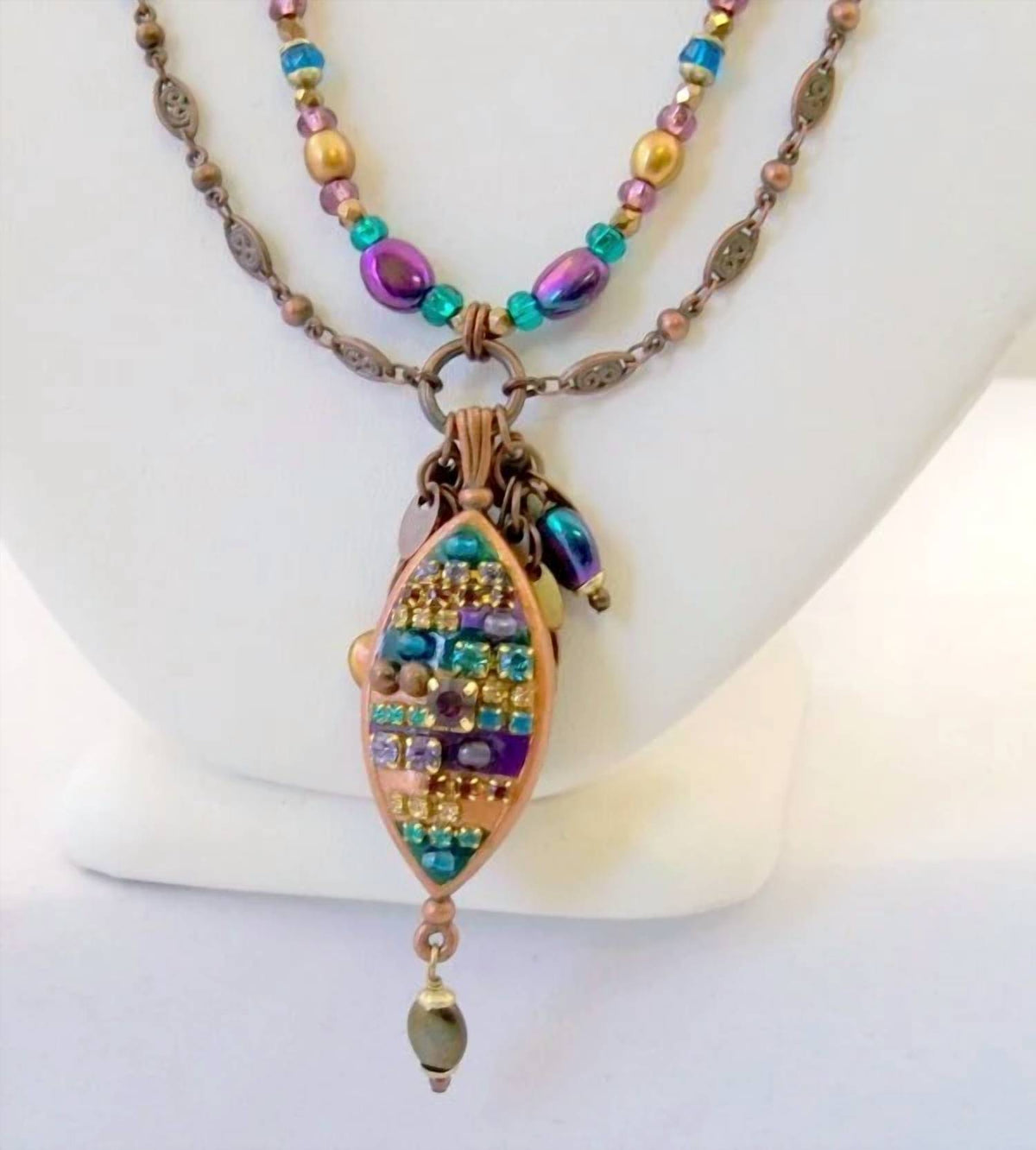Michal Golan - Women's Double Chain Oval Pendant Necklace