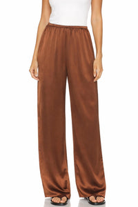 Enza Costa Bias Cut Satin Pant in nutmeg - women's pants