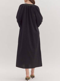 Entro - Midnight Blossom Embroidered Floral Maxi Dress