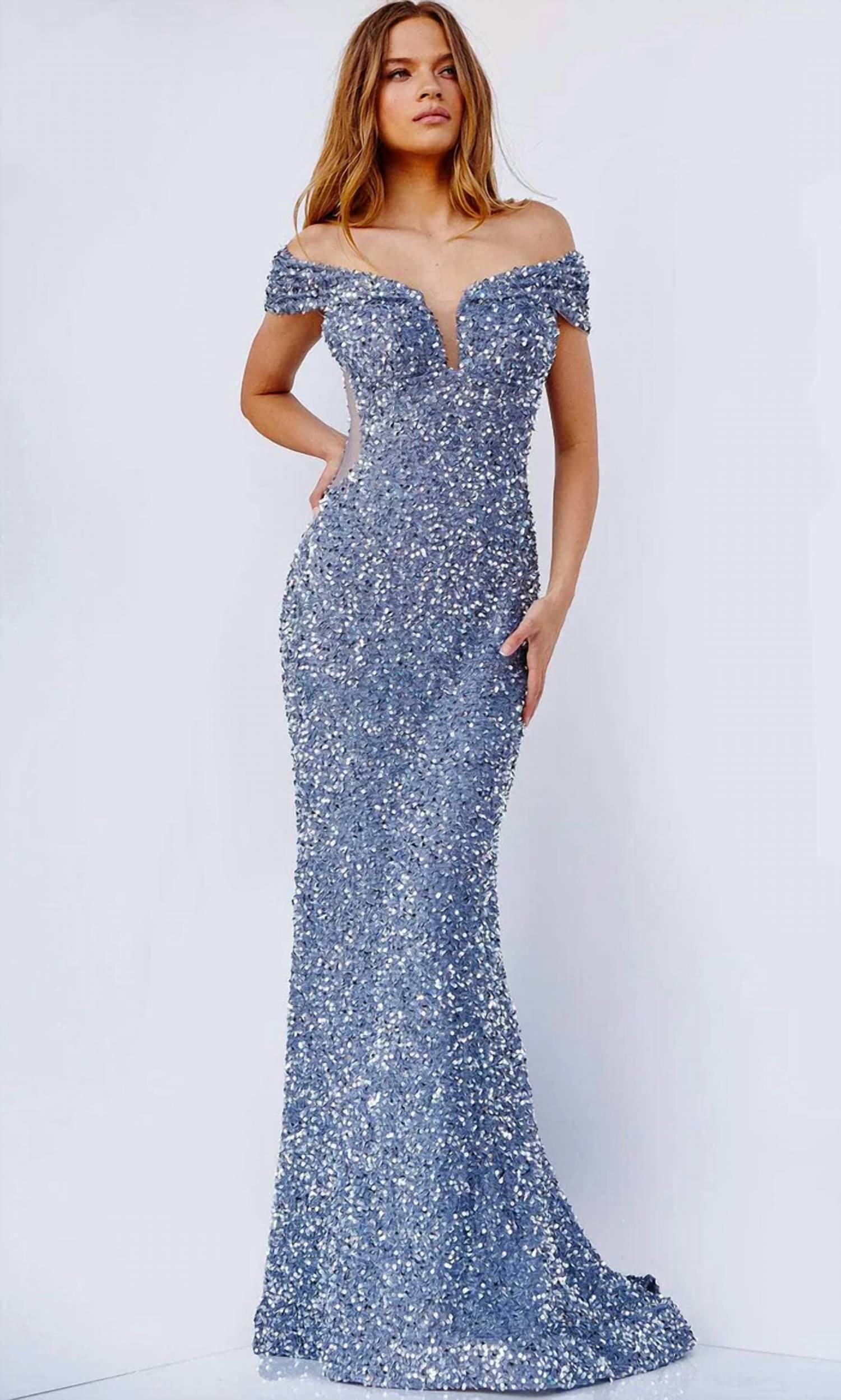 Jovani - Sequined Mermaid Prom Dress