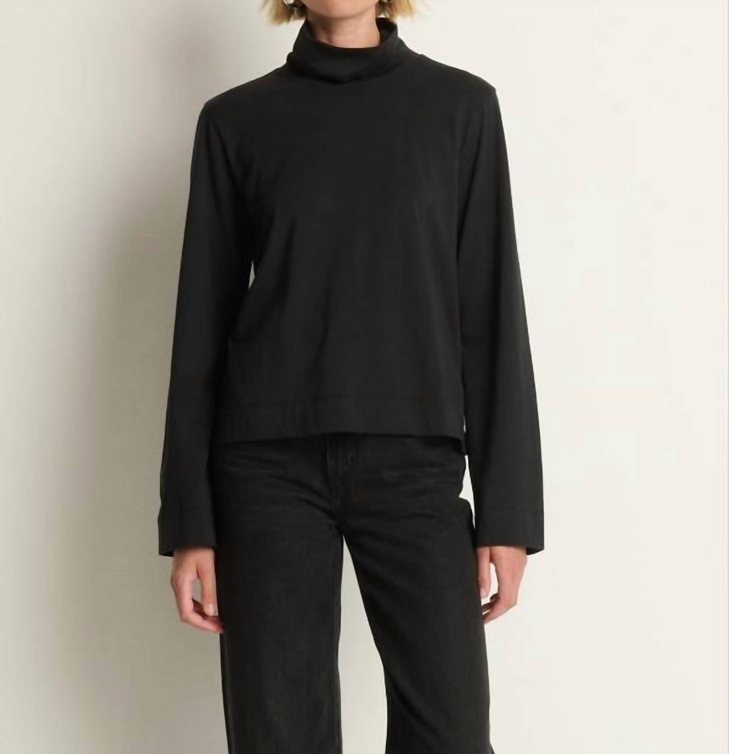 Nation LTD Neo Turtleneck Top in jet black - women's long sleeve top