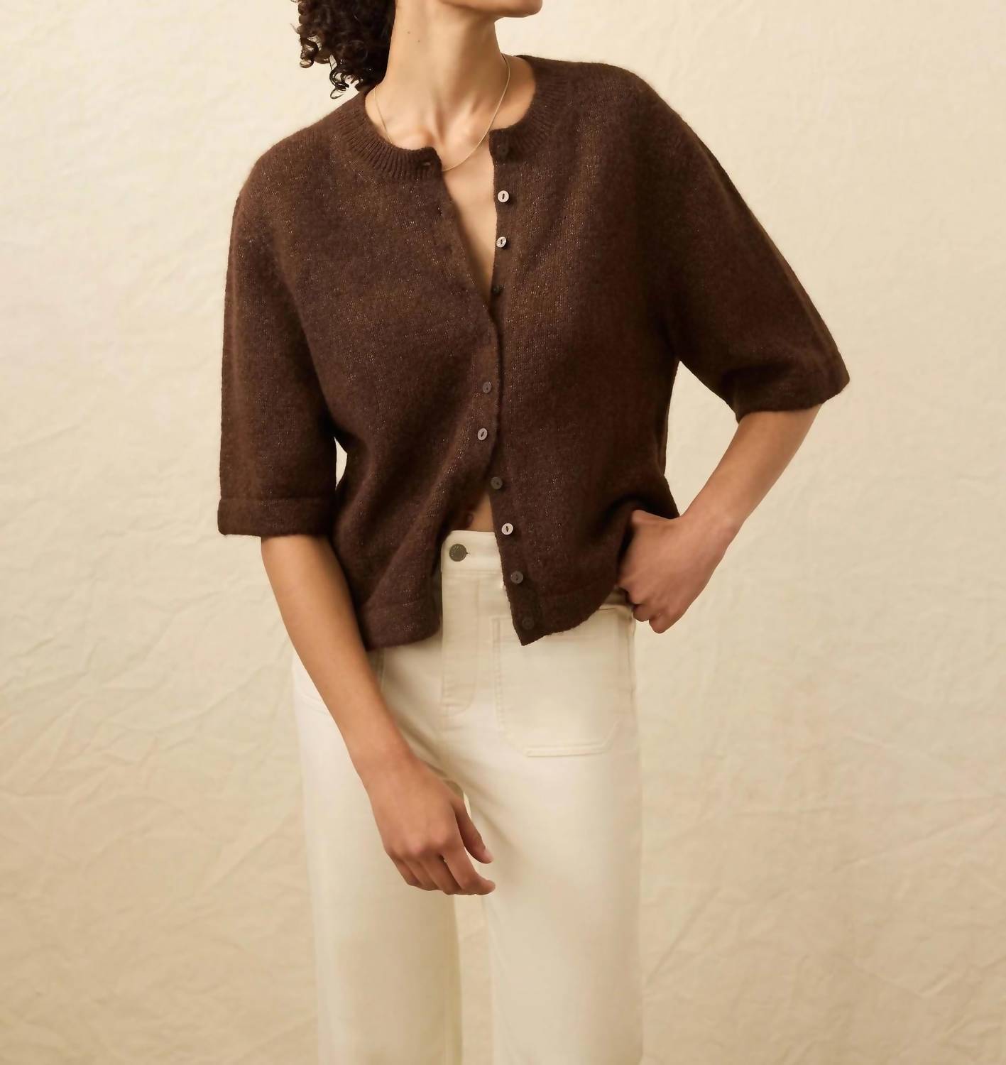 Faherty Apres Alpaca Cardigan in walnut brown 1 - women's cardigan