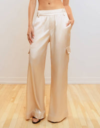 HEROINE SPORT Satin Cargo Pants in champagne - women's pants