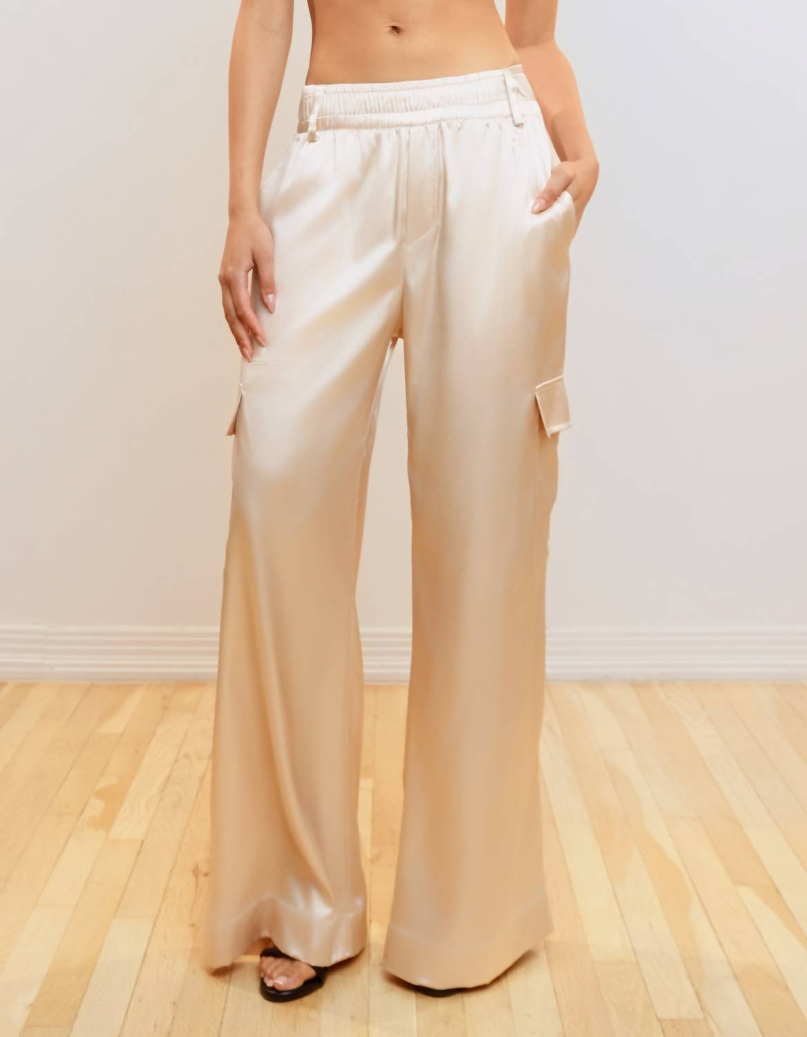 HEROINE SPORT Satin Cargo Pants in champagne - women's pants