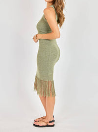 Sadie & Sage - Wild Cactus Fringe Midi Dress