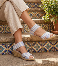 Charleston Shoe Co. - Women's Cannon Stripe Wedge Sandals