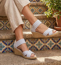 Charleston Shoe Co. - Women's Cannon Stripe Wedge Sandals