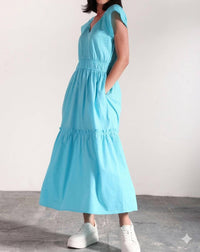 Maude Seirra Midi Dress in cyan - women's dress