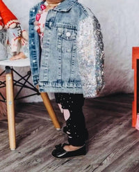 The Hair Bow Company - Girl's Mini Heart & Sequins Denim Jacket