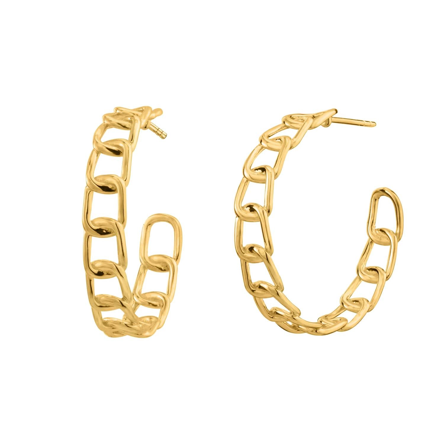 Gold & Honey - Women's Chunky Oval Link Hoop Earrings