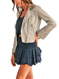 RESET by Jane Juno Leather Jacket in silver - women's jacket - alternate view