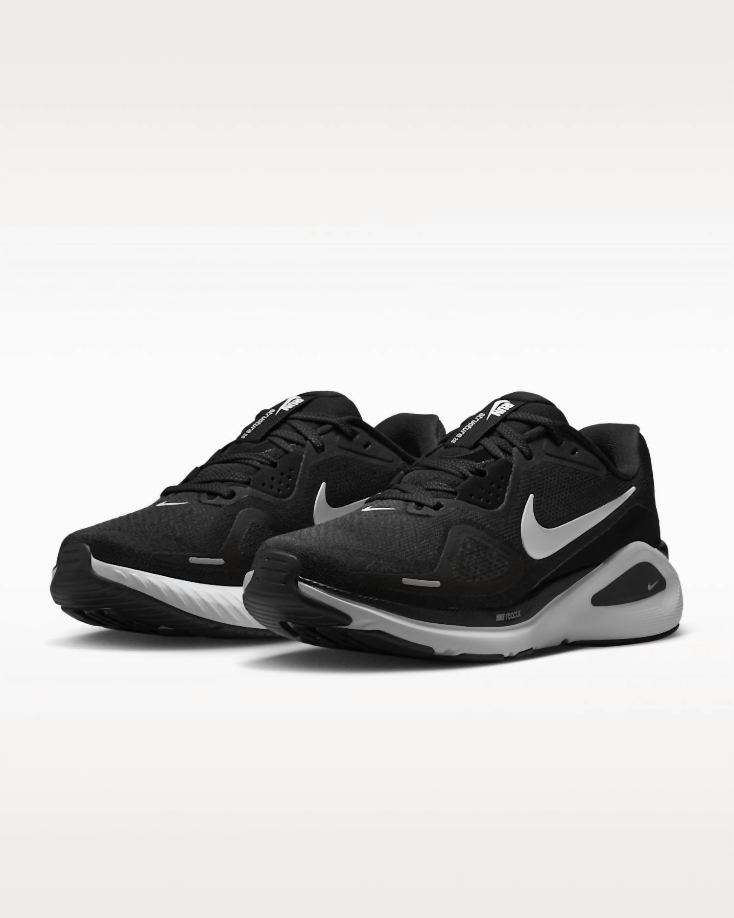 NIKE Women's Structure 26 Road Running Shoes in black cool grey metallic silver white - women's shoe - view 4