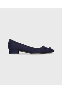 Ann Mashburn Women's Buckle Shoe in navy suede 1 - women's heels