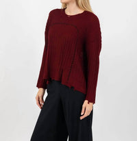 Terra - Contrast Stitch And Rib Sweater